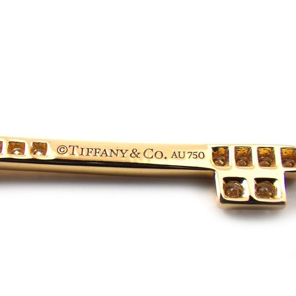Tiffany Necklace Fleur de Lis Key Diamond Pink Gold
